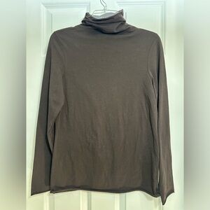 Medium women’s Caslon brand mock neck, brown, long sleeve shirt